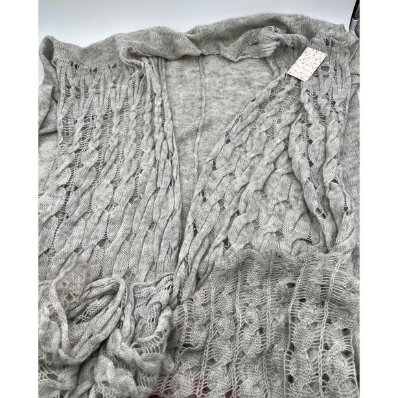 NWT Free People Wrap Shawl Gray Sand Heath Snakes Ladders Bohemian Wool Size XS - Picture 5 of 7